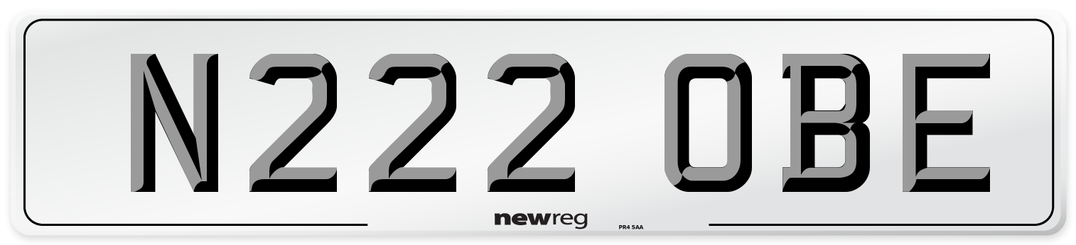 N222 OBE Number Plate from New Reg